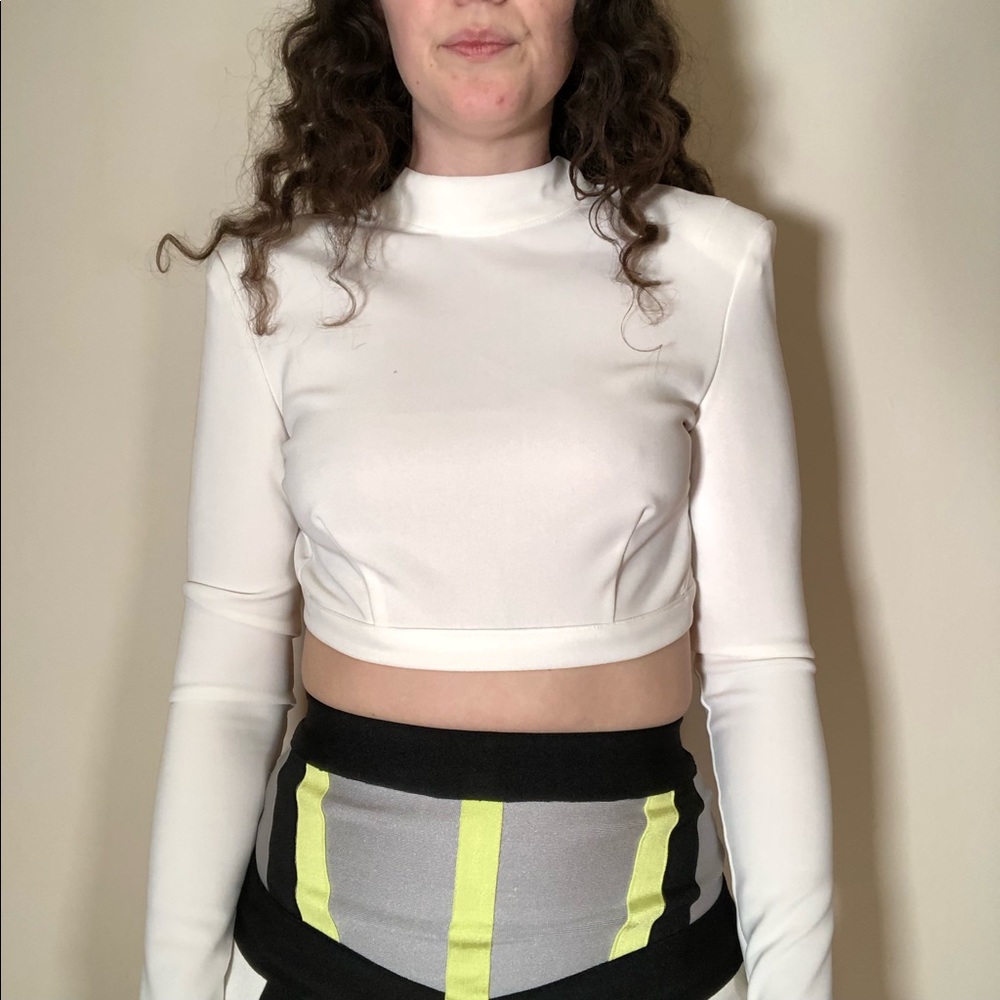 White Long Sleeve Crop Top